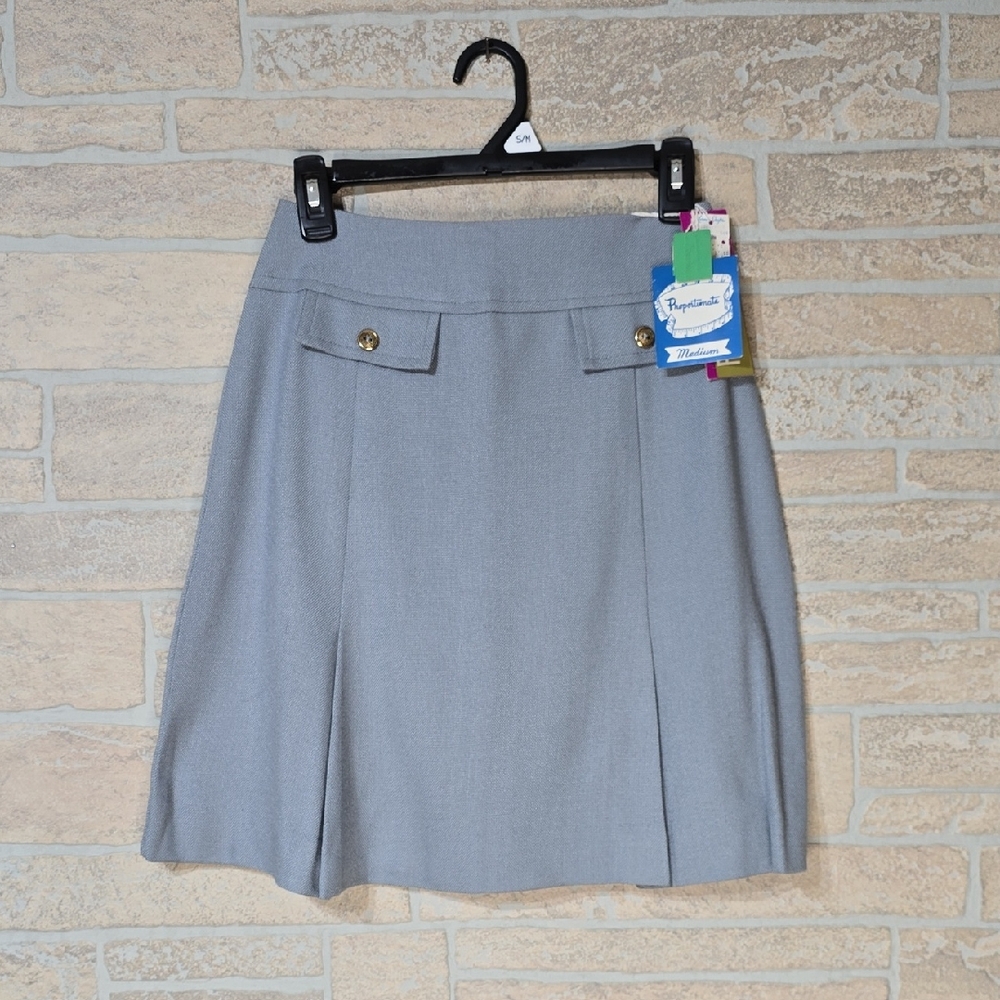 VTG Deadstock FANTASTIK FABRICS Gray Pleated Skirt Union Made JAMAICA A Mini